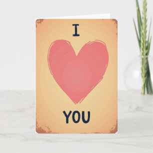 Carte vintage Je t'aime cœur