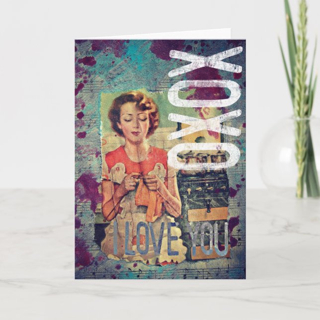 Carte Vintage Je t'aime Médias mixtes (Devant)