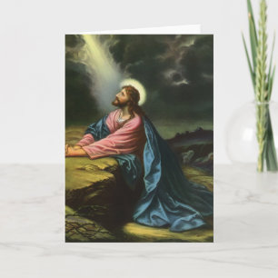Carte Vintage Jésus Christ prier, Jardin de Gethsémani