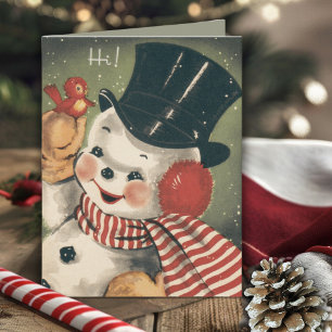 Carte Vintage Jolly Retro Snowman Holiday