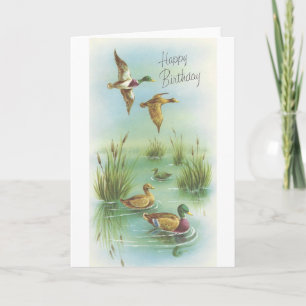 Carte Vintage Joyeux Anniversaire Avec Canards