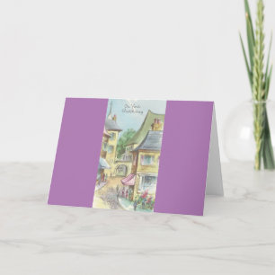 Carte Vintage Joyeux Anniversaire Avec Village