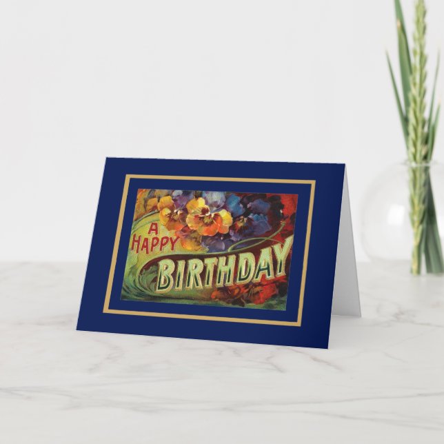 Carte Vintage Joyeux Anniversaire Félicitations (Devant)