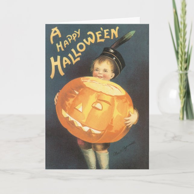 Carte Vintage Joyeux Halloween par Ellen Clapsaddle (Devant)
