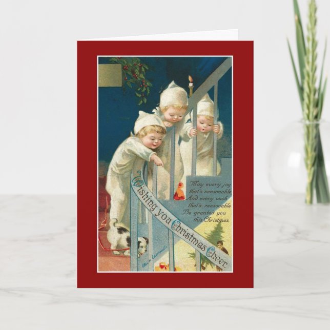 Carte Vintage Joyeux Noël Enfants (Devant)