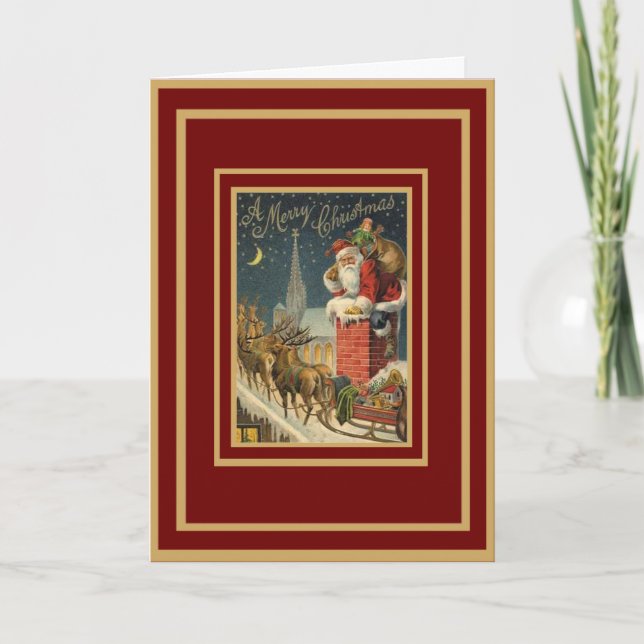 Carte vintage Joyeux Noël Père Noël (Devant)