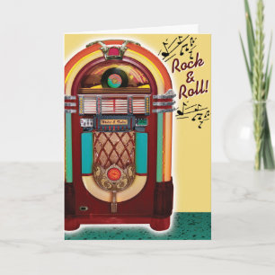 Carte Vintage Juke Box Anniversaire Rétro
