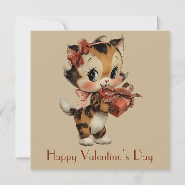 Carte Vintage Kitty Charm Valentine`s Day (Devant)