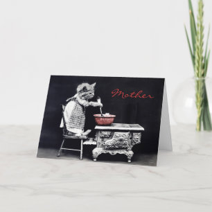 Carte vintage Kitty Cuisine pour la fête des mères