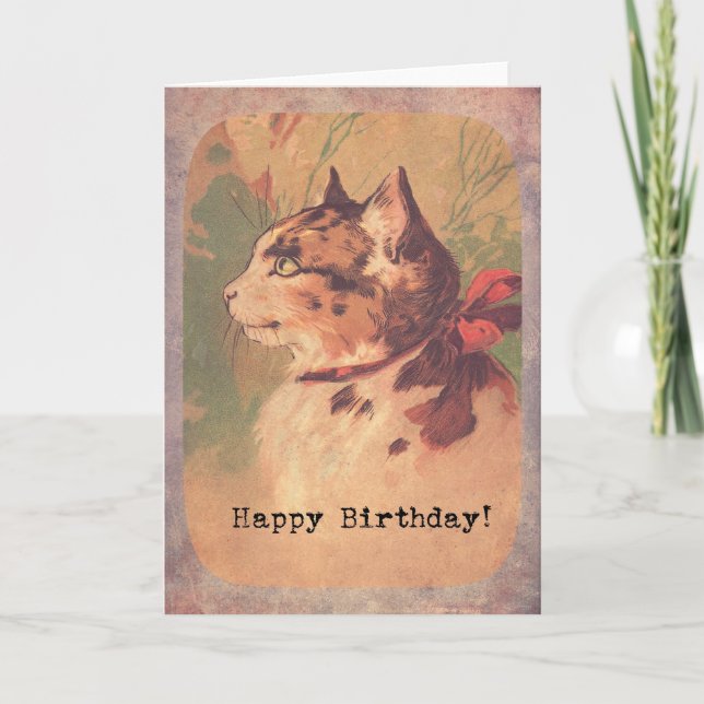 Carte Vintage Kitty, Joyeux anniversaire (Devant)