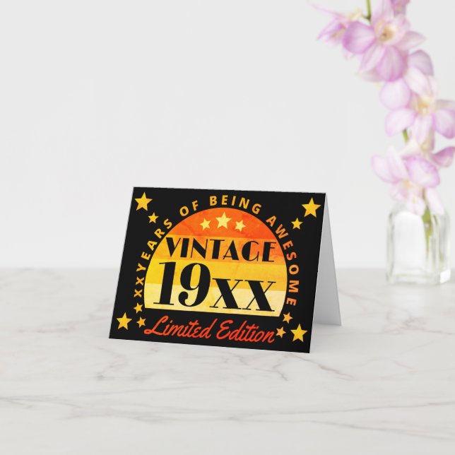 Carte Vintage Limited Edition customisée Anniversaire Va (Orchidée)