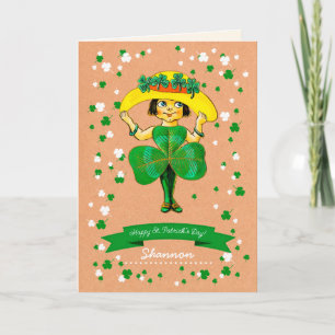 Carte Vintage Little Irish Girl St. Patrick's Day