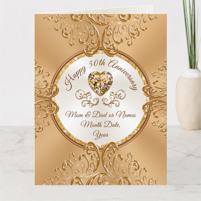 Carte Vintage look, BIG, 50e Mariage Anniversaire Card (Devant)