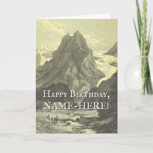 Carte Vintage Look Mountain Scene Birthday Greeting Card