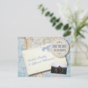 Carte vintage Mariage photo Enregistrer la date