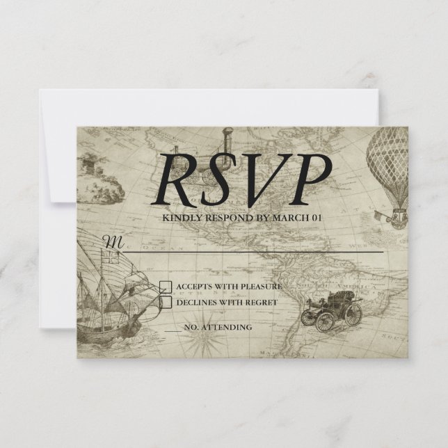 Carte vintage Mariage RSVP Réponse Réponse moderne (Devant)