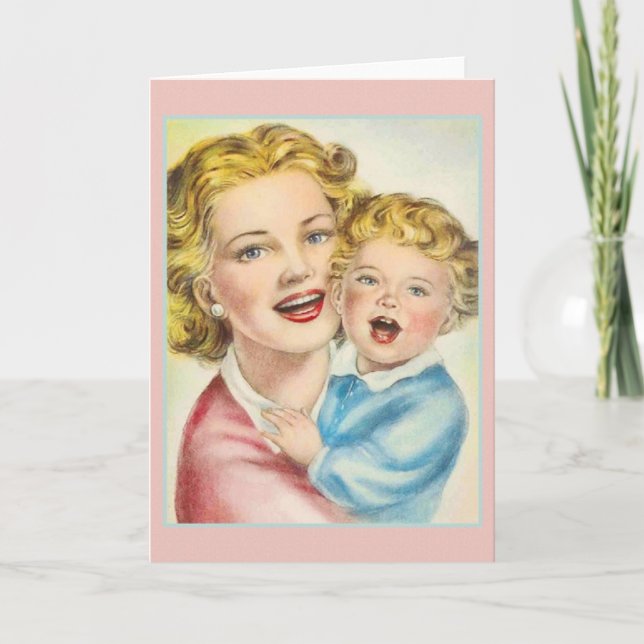 Carte vintage Mère Et Bébé (Devant)