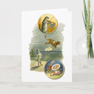 Carte Vintage Mère Goose Nursery Rhyme Hey Diddle