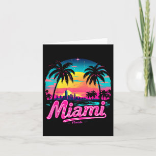 Carte Vintage Miami Beach - Retro 305 Floride Sunset Gra