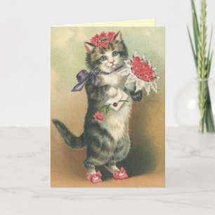 Carte vintage mignonne de chaton