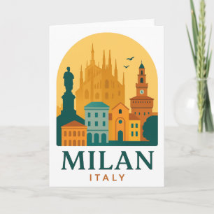 Carte Vintage Milan Italie Voyage   Duomo rétro