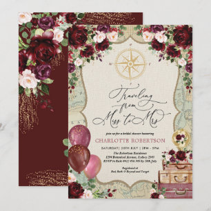 Carte vintage Mlle à Mme Fête des mariées Voyage