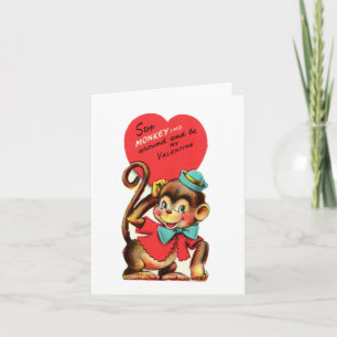 Carte Vintage Monkey Valentine
