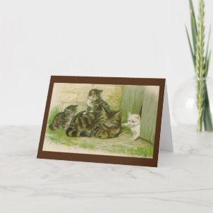 Carte Vintage Mother Cat et Kitten Note