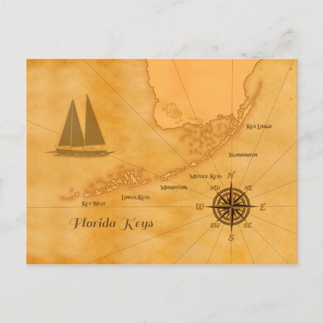 Carte vintage Nautical Florida Keys (Devant)