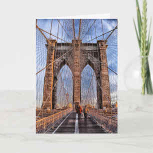Carte Vintage New York City Skyline Brooklyn Bridge