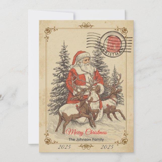 Carte Vintage Noël à main (Devant)
