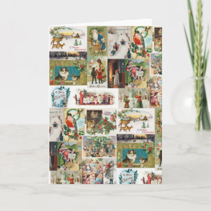 Carte Vintage Noël Antique Collage Xmas