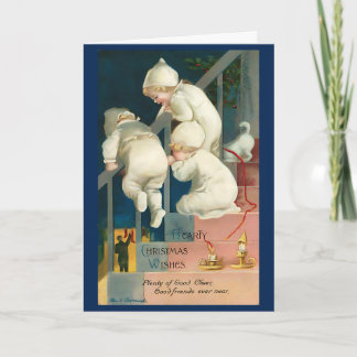 Carte Vintage Noël Enfants Mignons 1940