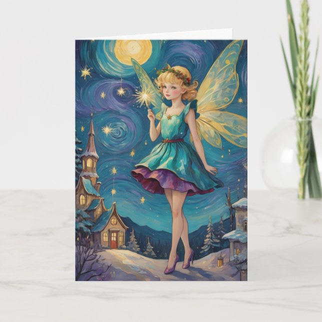 Carte Vintage Noël Fée sur mesure (Devant)