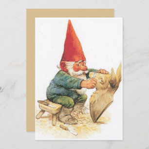 Carte Vintage Noël Gnome Carving Holiday Card