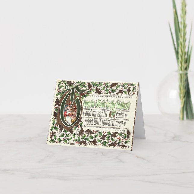Carte Vintage Noël Luke 2:14 (Devant)