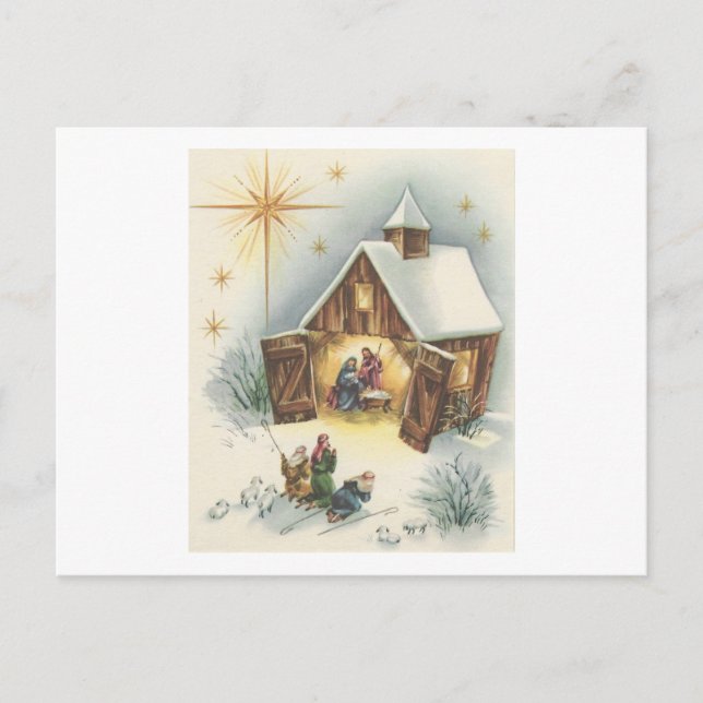 Carte Vintage Noël Nativité (Devant)