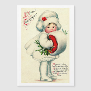 Carte Vintage Noël Neige Enfant
