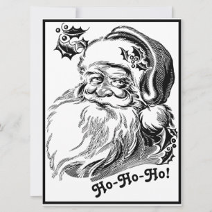 Carte Vintage Noël Noir Blanc Père Noël
