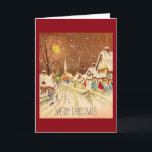 Carte Vintage Noël Winter Snow Town Holiday Card<br><div class="desc">Vintage Noël Winter Snow Town.</div>