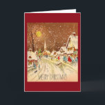 Carte Vintage Noël Winter Snow Town Holiday Card<br><div class="desc">Vintage Noël Winter Snow Town.</div>