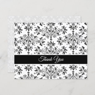 Carte Vintage noir blanc Floral Damas Merci