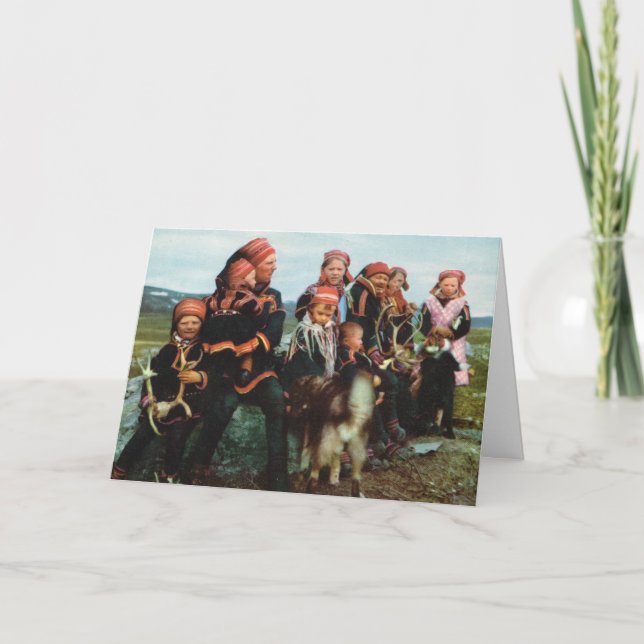 Carte Vintage Norway, Lapland, Sami family 1950 (Devant)