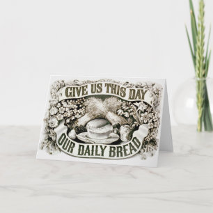 Carte Vintage Notre Pain quotidien Prière chrétienne 187