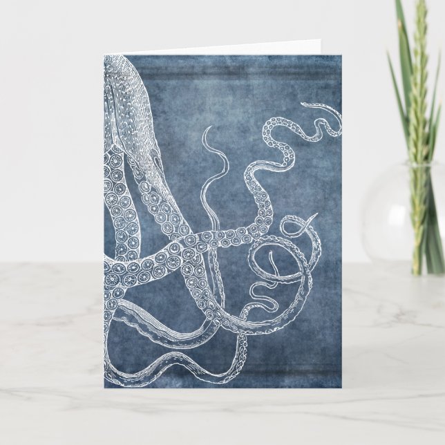 Carte Vintage Octopus Twilight Blue Denim (Devant)