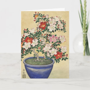 Carte Vintage Ohara Koson Azalée dans un pot bleu Art