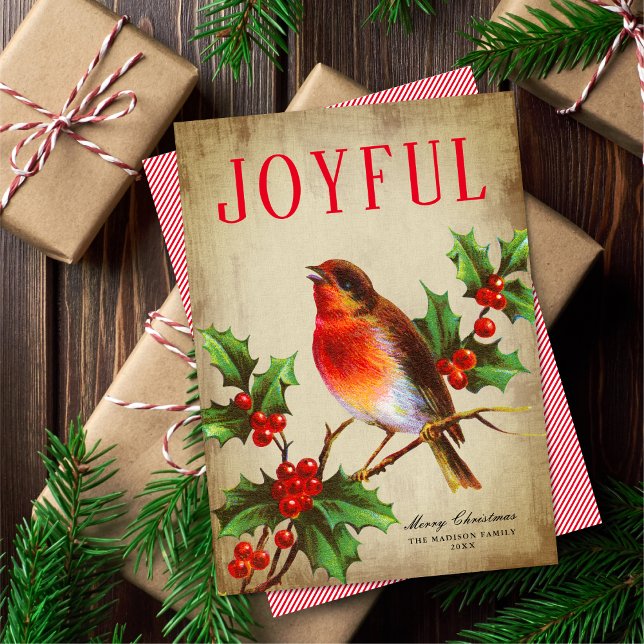 Carte vintage Oiseau + Feuilles saints non photo d (Créateur téléchargé)