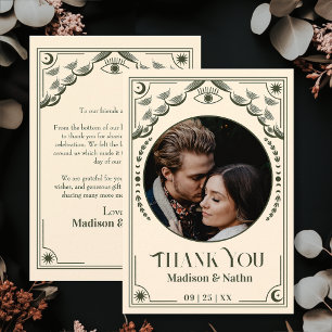 Carte vintage Olive Tarot Mariage photo Merci