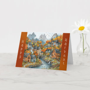 Carte Vintage Orange Arbres d'automne Montagnes Thanksgi