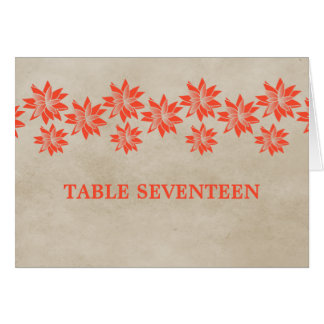 Carte Vintage Orange Floral Numéro de table